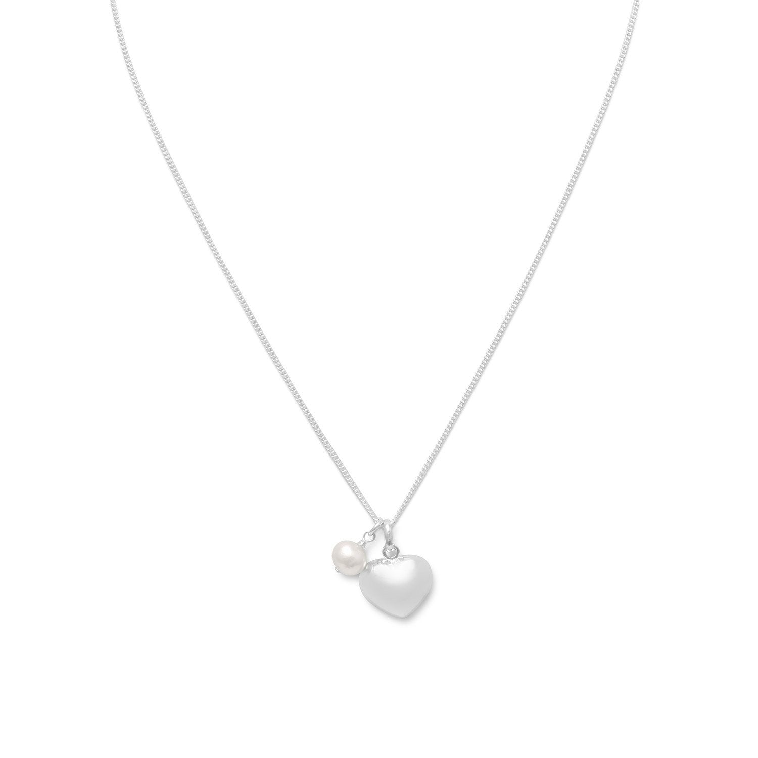16" Multicharm Heart & Cultured Freshwater Pearl Necklace - Joyeria Lady