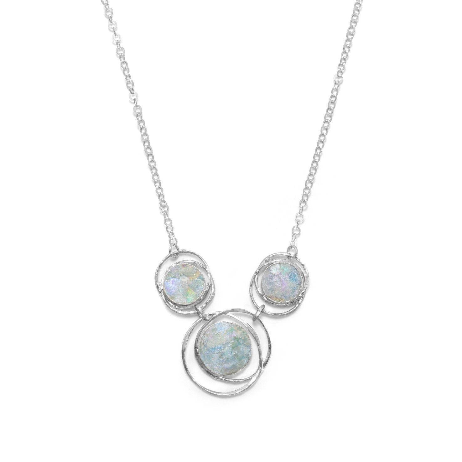 17" Abstract Circle Roman Glass Necklace - Joyeria Lady