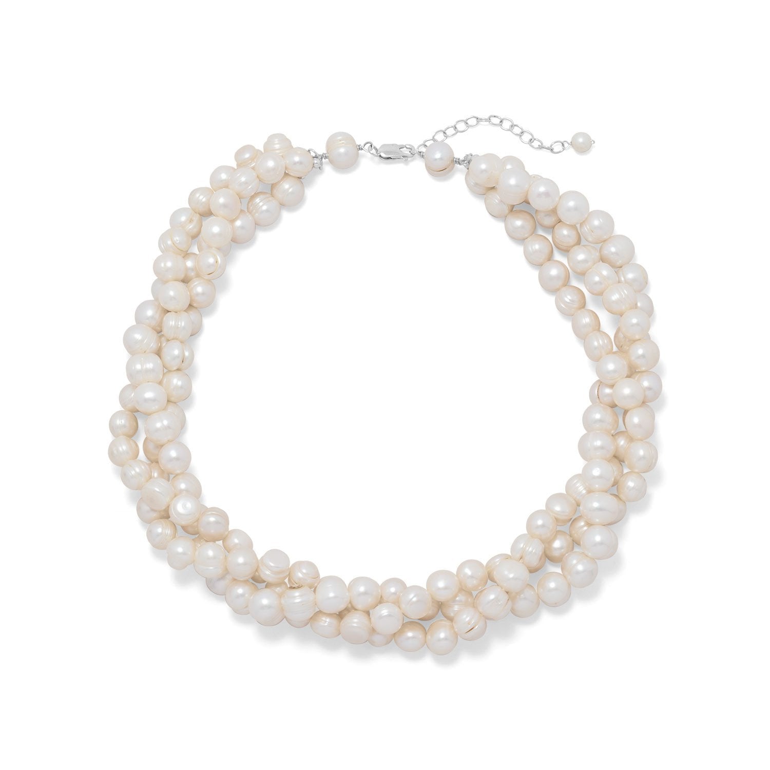 18"+2" Multistrand Cultured Freshwater Pearl Necklace - Joyeria Lady
