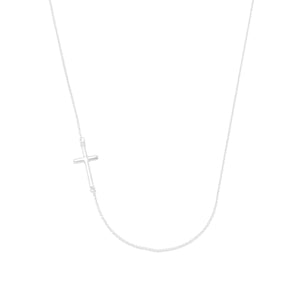 16" + 2" Necklace with Off Center Cross - Joyeria Lady