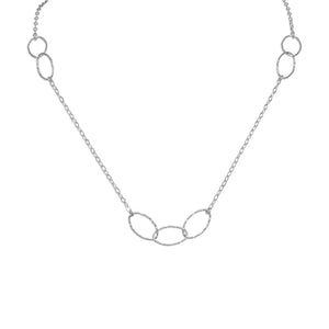 27.5" Rhodium Plated Multisize Oval Link Necklace - Joyeria Lady