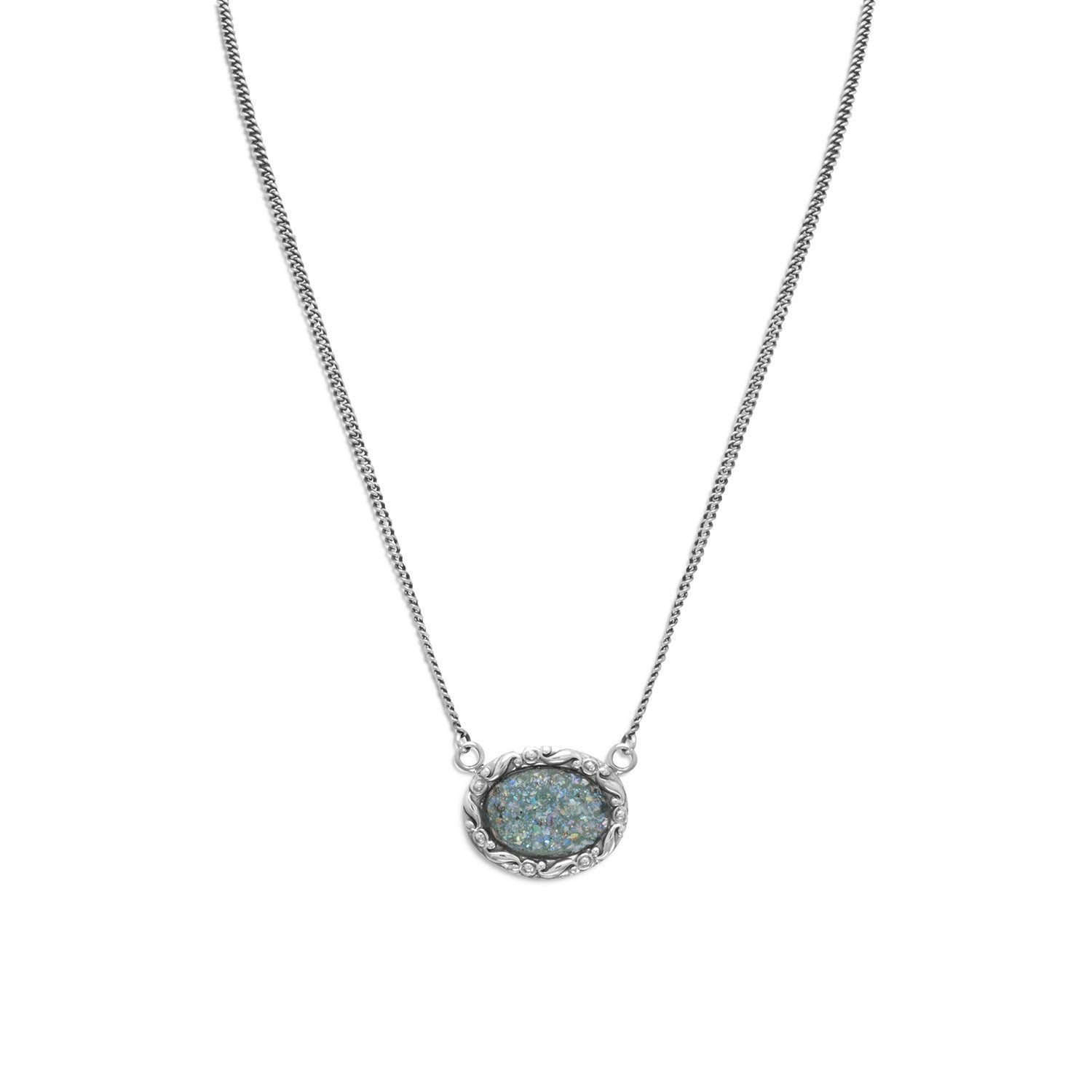 18" Oval Roman Glass Necklace - Joyeria Lady