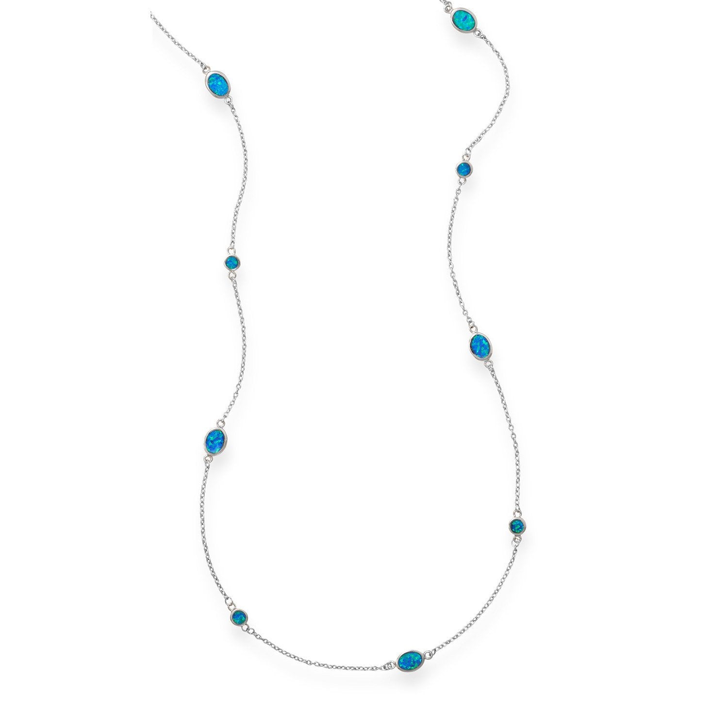 46" Multishape Synthetic Blue Opal Necklace - Joyeria Lady