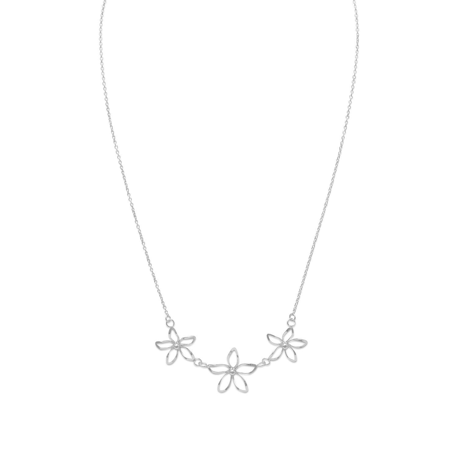 18" Diamond Cut Flower Necklace - Joyeria Lady