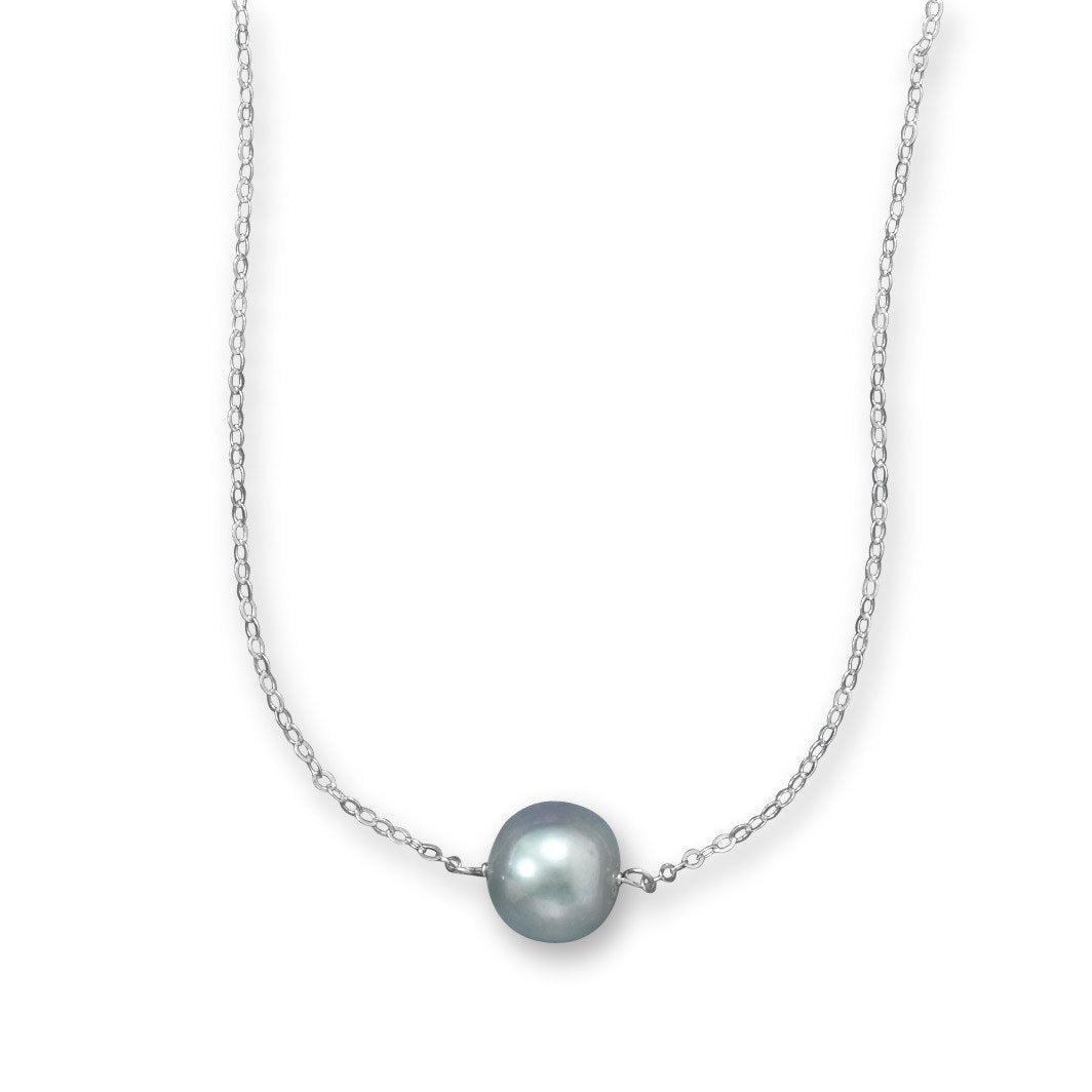 16" + 2" Silver Cultured Freshwater Pearl Necklace - Joyeria Lady