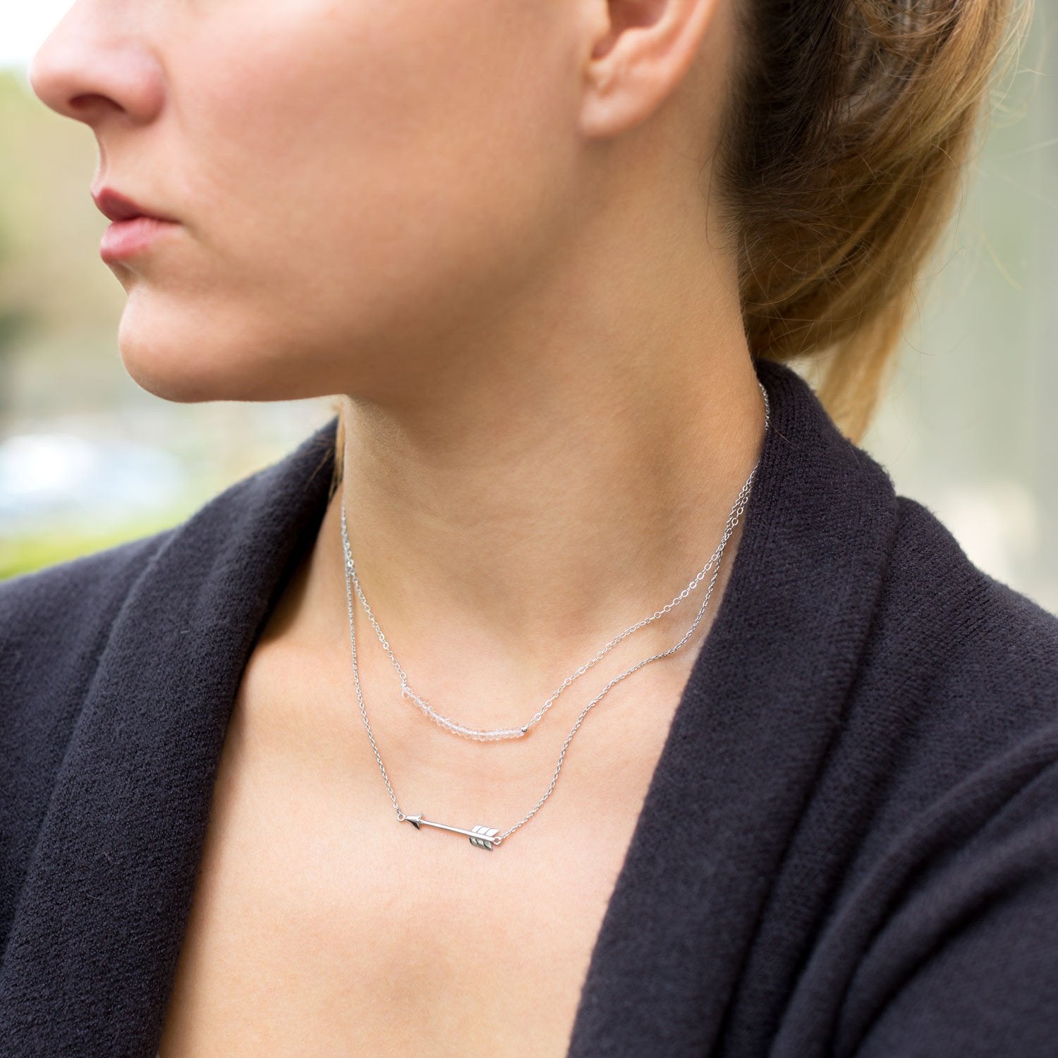 Faceted Clear Quartz Bead Necklace - April Birthstone - Joyeria Lady