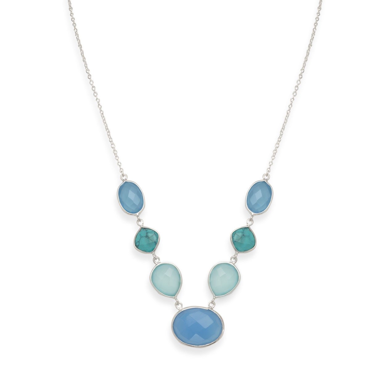 Stabilized Turquoise and Chalcedony Necklace - Joyeria Lady