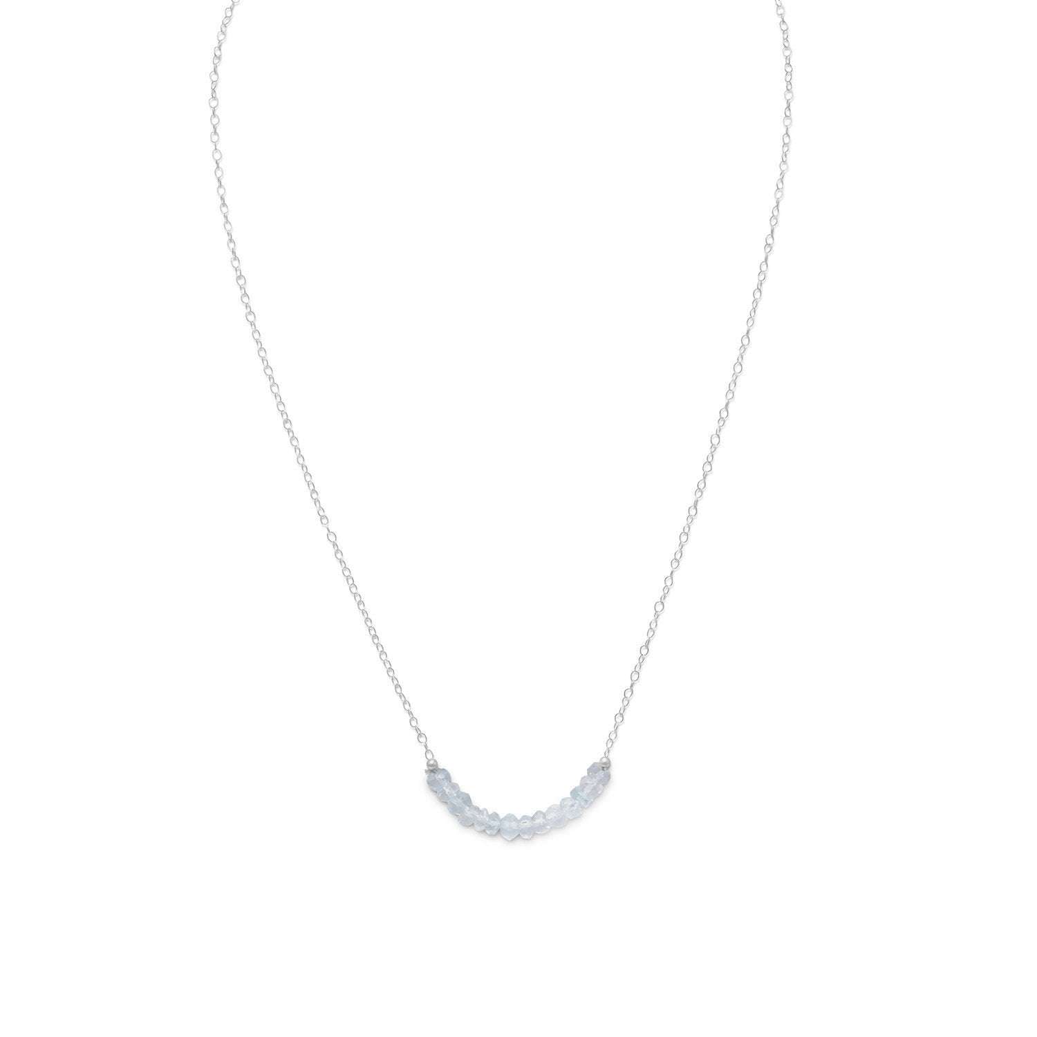 Faceted Aquamarine Bead Necklace - March Birthstone - Joyeria Lady