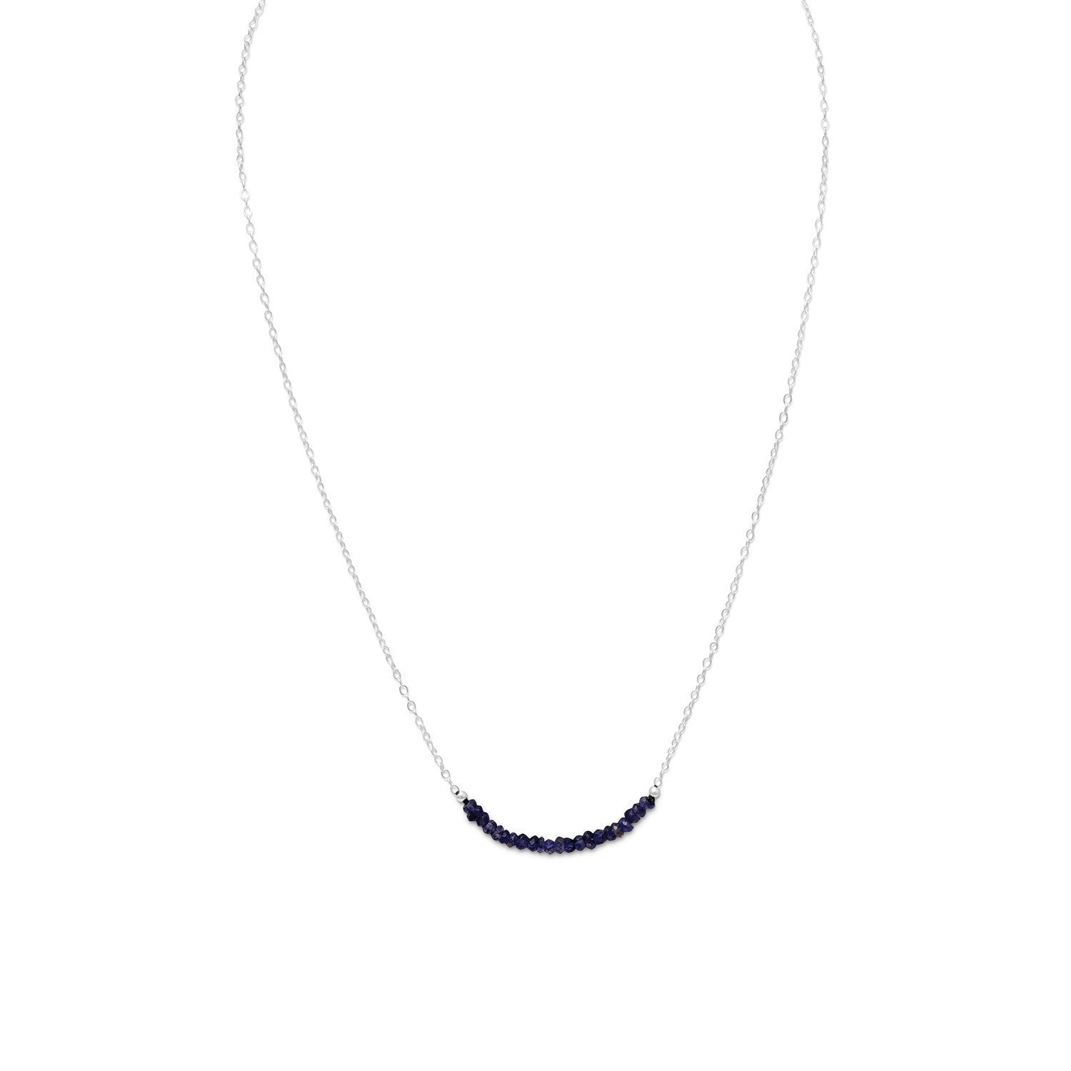 Faceted Iolite Bead Necklace - September Birthstone - Joyeria Lady