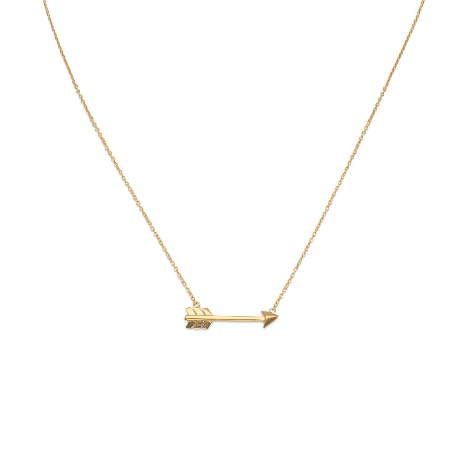 14 Karat Gold Plated Aim High Arrow Necklace - Joyeria Lady