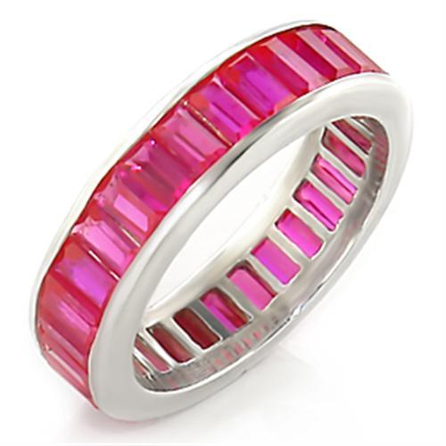 33901 - High-Polished 925 Sterling Silver Ring with Synthetic Garnet in Ruby - Joyeria Lady