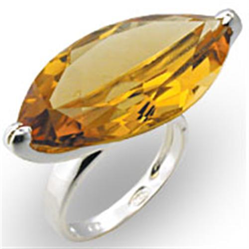 33915 - High-Polished 925 Sterling Silver Ring with AAA Grade CZ  in Citrine - Joyeria Lady