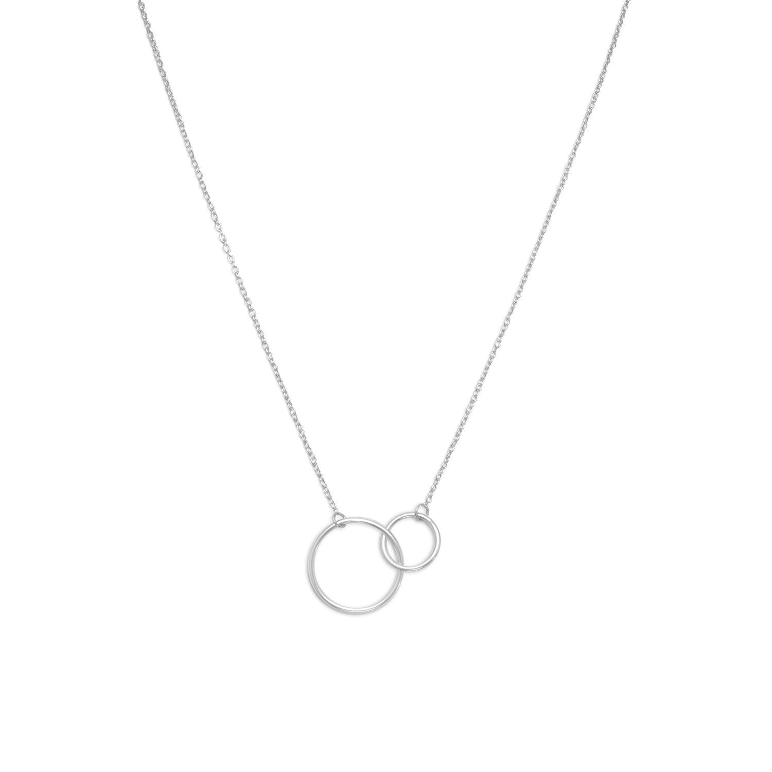 16" + 2" Rhodium Plated Circle Link Necklace - Joyeria Lady