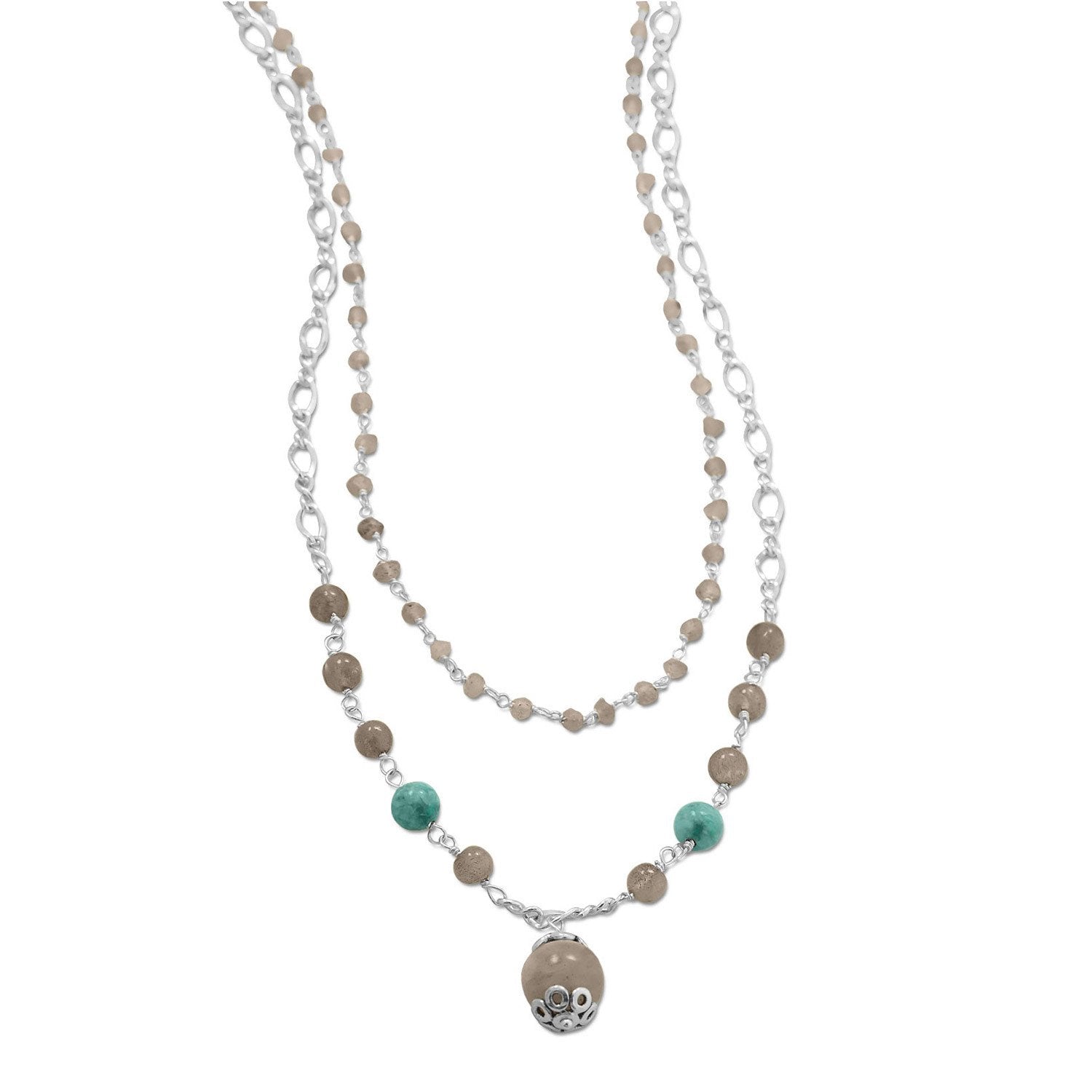 Baila Luna Labradorite Drop Necklace - Joyeria Lady