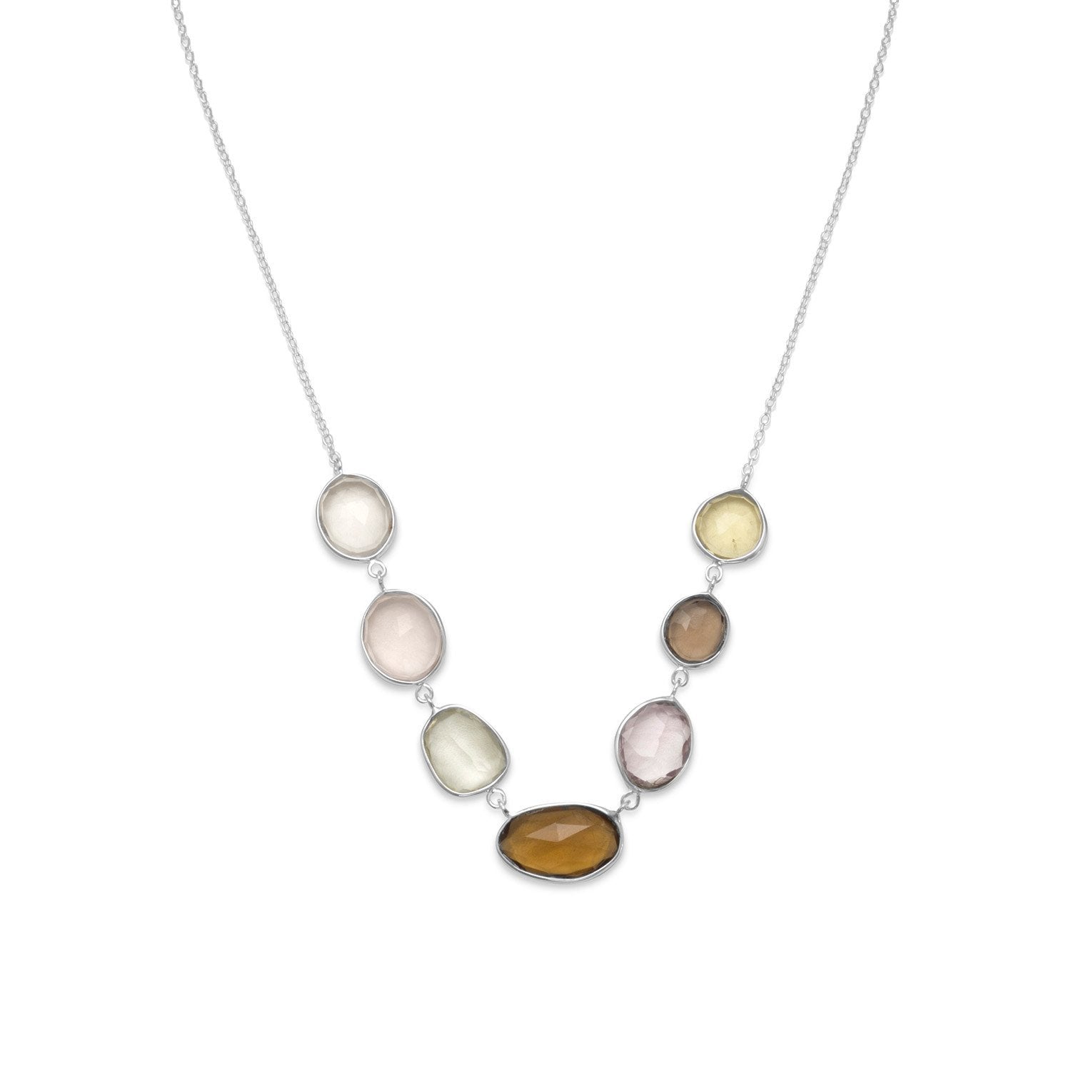 Multicolor Faceted Gemstone Necklace - Joyeria Lady