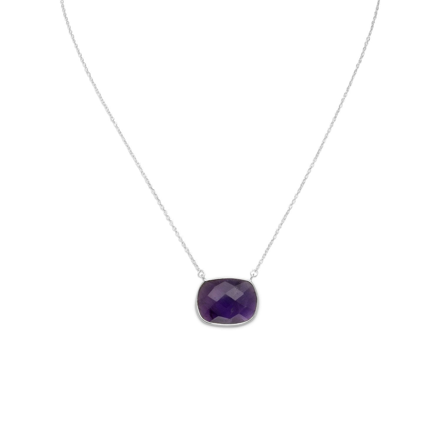 16" + 2" Faceted Amethyst Necklace - Joyeria Lady