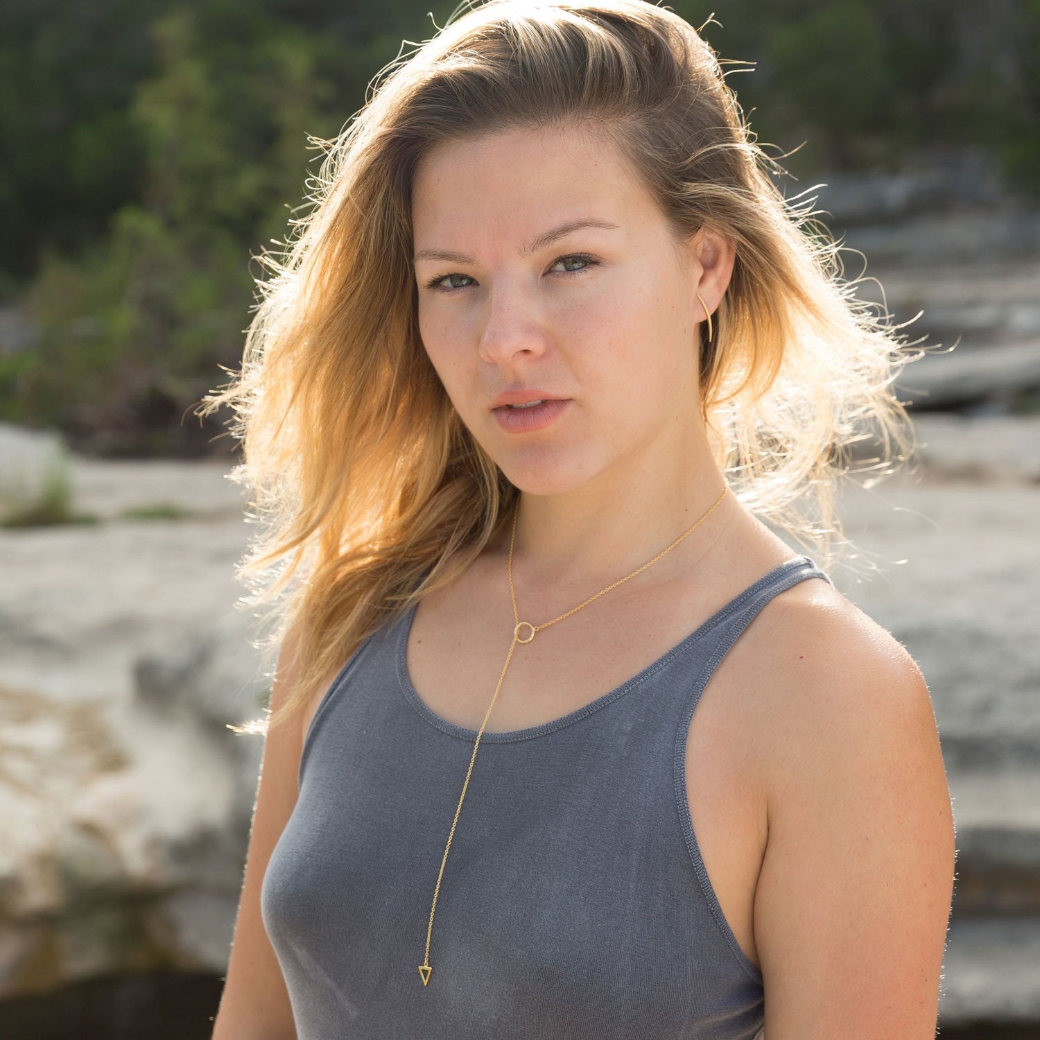 24" 14 Karat Gold Plated Multishape Lariat Necklace - Joyeria Lady