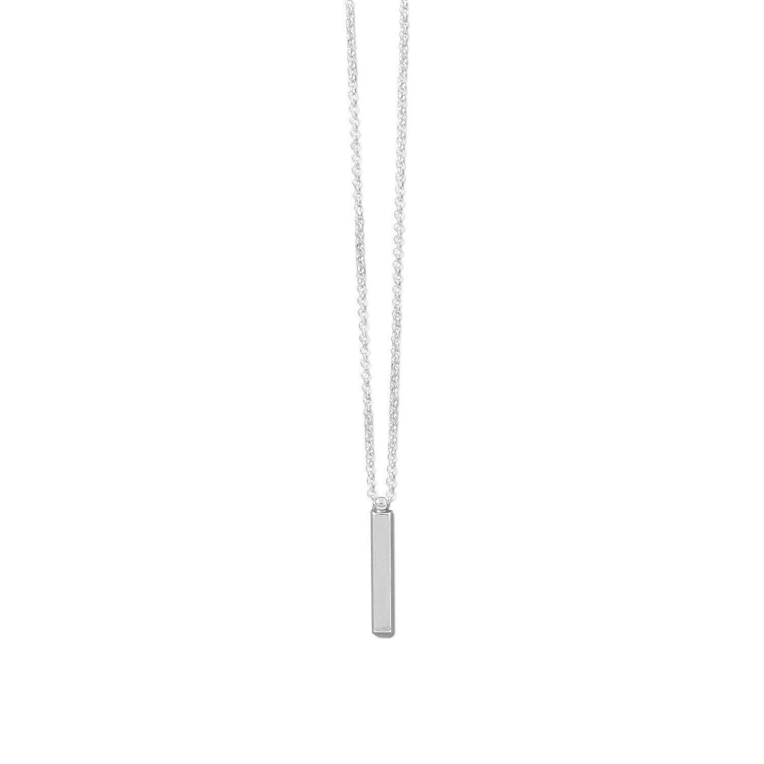 18" Sterling Silver Drop Bar Necklace - Joyeria Lady