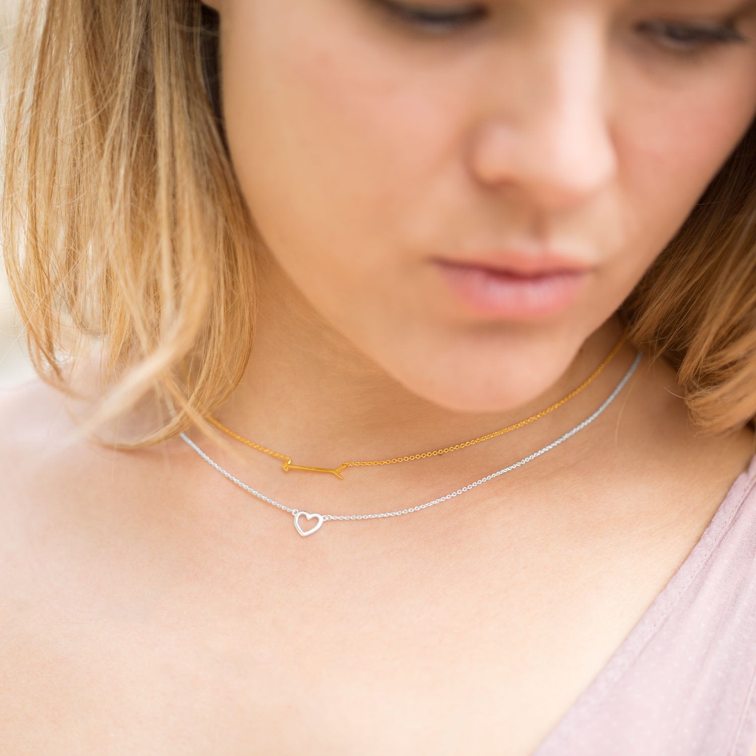 Matte Cut Out Heart Necklace - Joyeria Lady