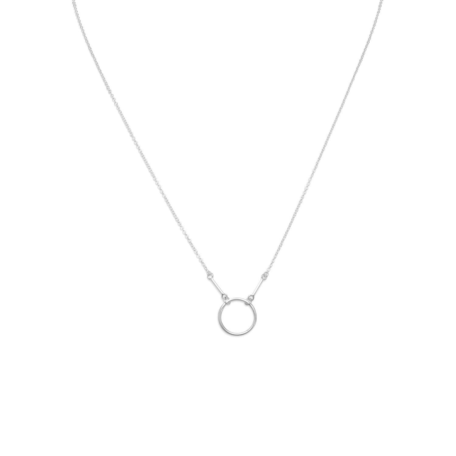 Polished Circle and Bar Drop Necklace - Joyeria Lady