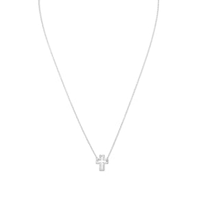 Delicate Sideways Cross Necklace with CZs - Joyeria Lady