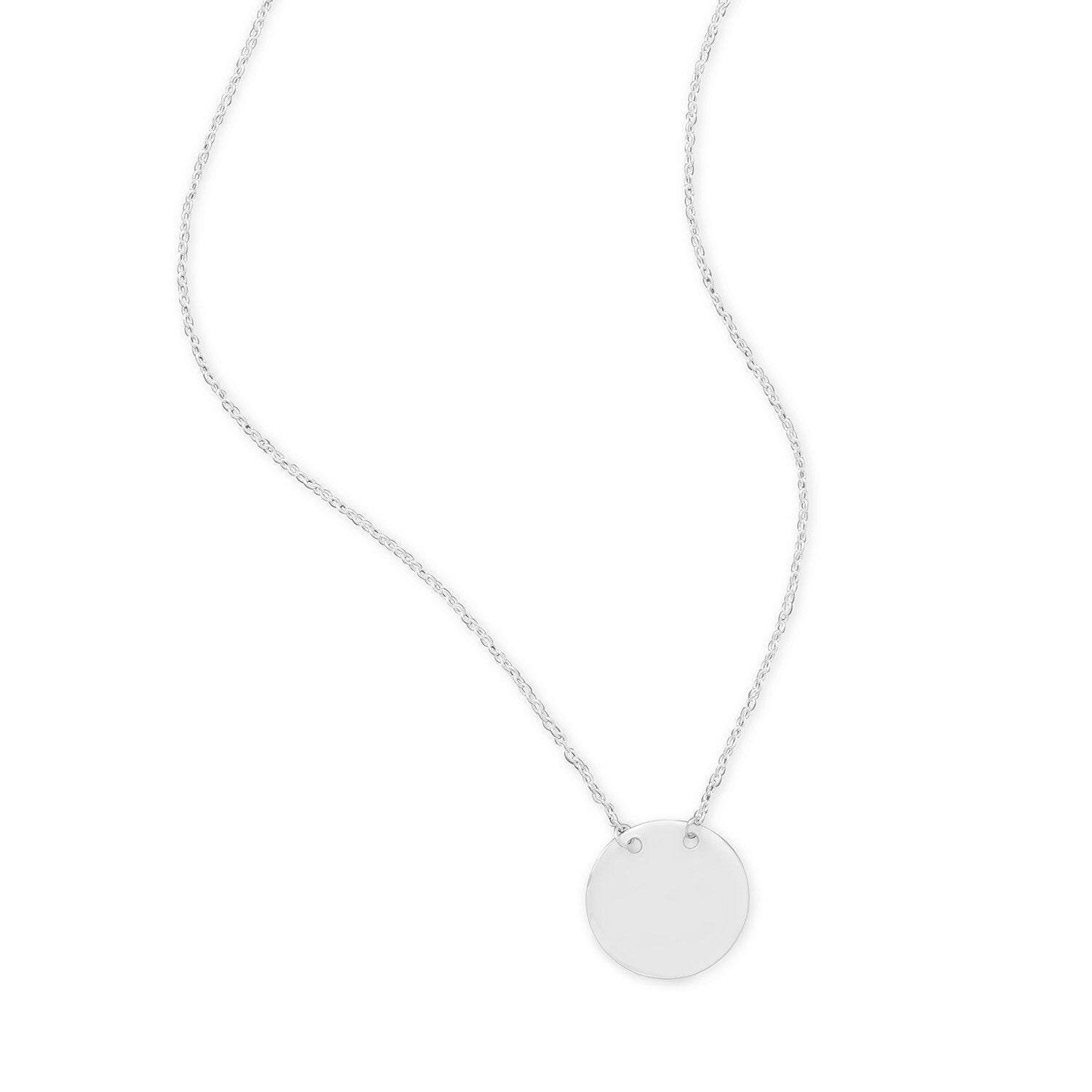 Polished Round Engravable Disk Necklace - Joyeria Lady