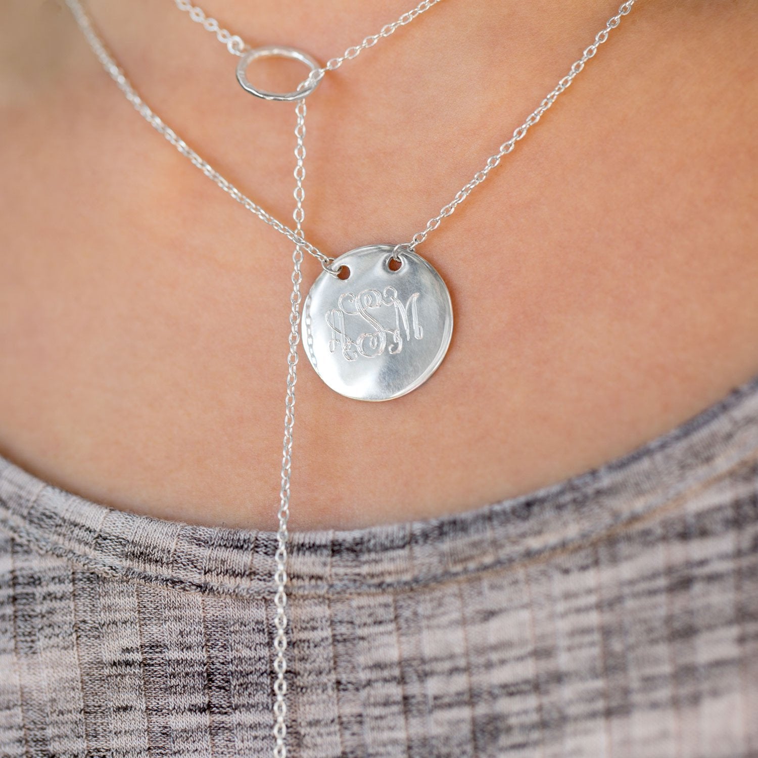 Polished Round Engravable Disk Necklace - Joyeria Lady