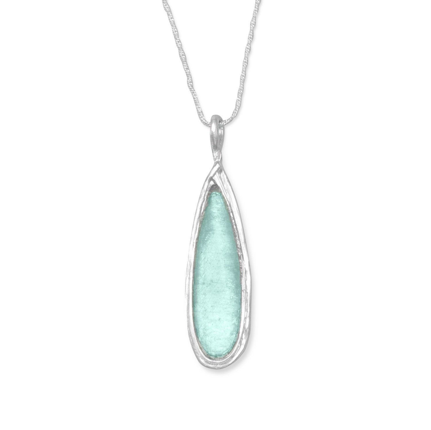Ancient Roman Glass Pear Drop Necklace - Joyeria Lady
