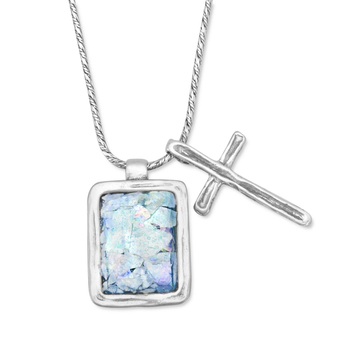 Roman Glass and Cross Charm Necklace - Joyeria Lady
