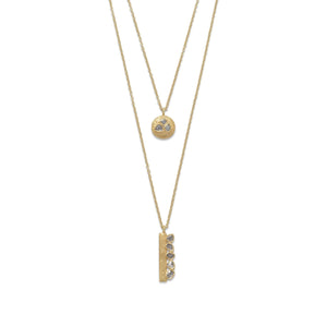 14 Karat Gold Plated Double Strand Polki Diamond Necklace - Joyeria Lady