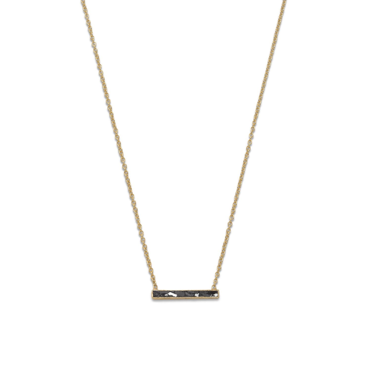 14 Karat Gold Plated Diamond Chip Necklace - Joyeria Lady