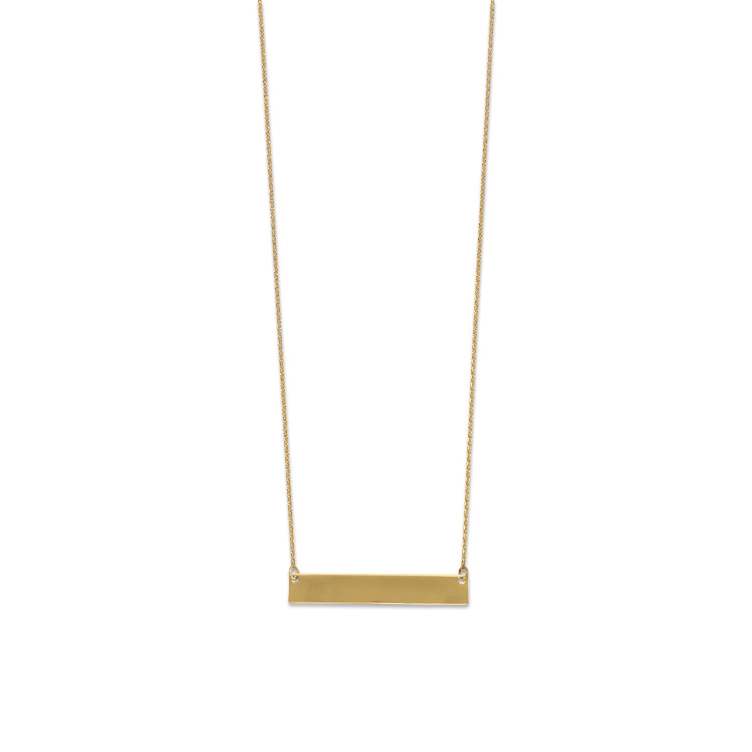 14 Karat Gold Plated Engravable Bar Necklace - Joyeria Lady