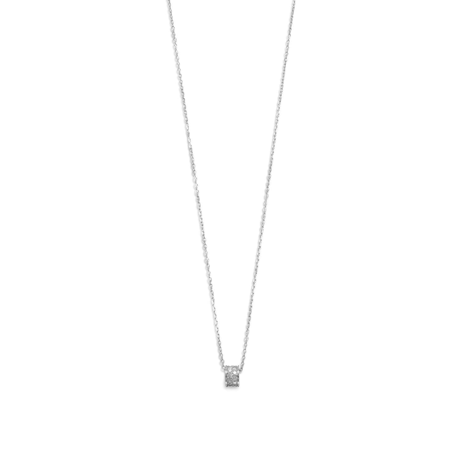 Rhodium Plated CZ Wheel Necklace - Joyeria Lady