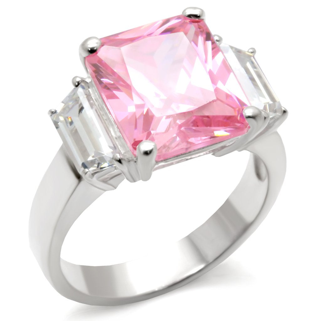 34102 - High-Polished 925 Sterling Silver Ring with AAA Grade CZ  in Rose - Joyeria Lady