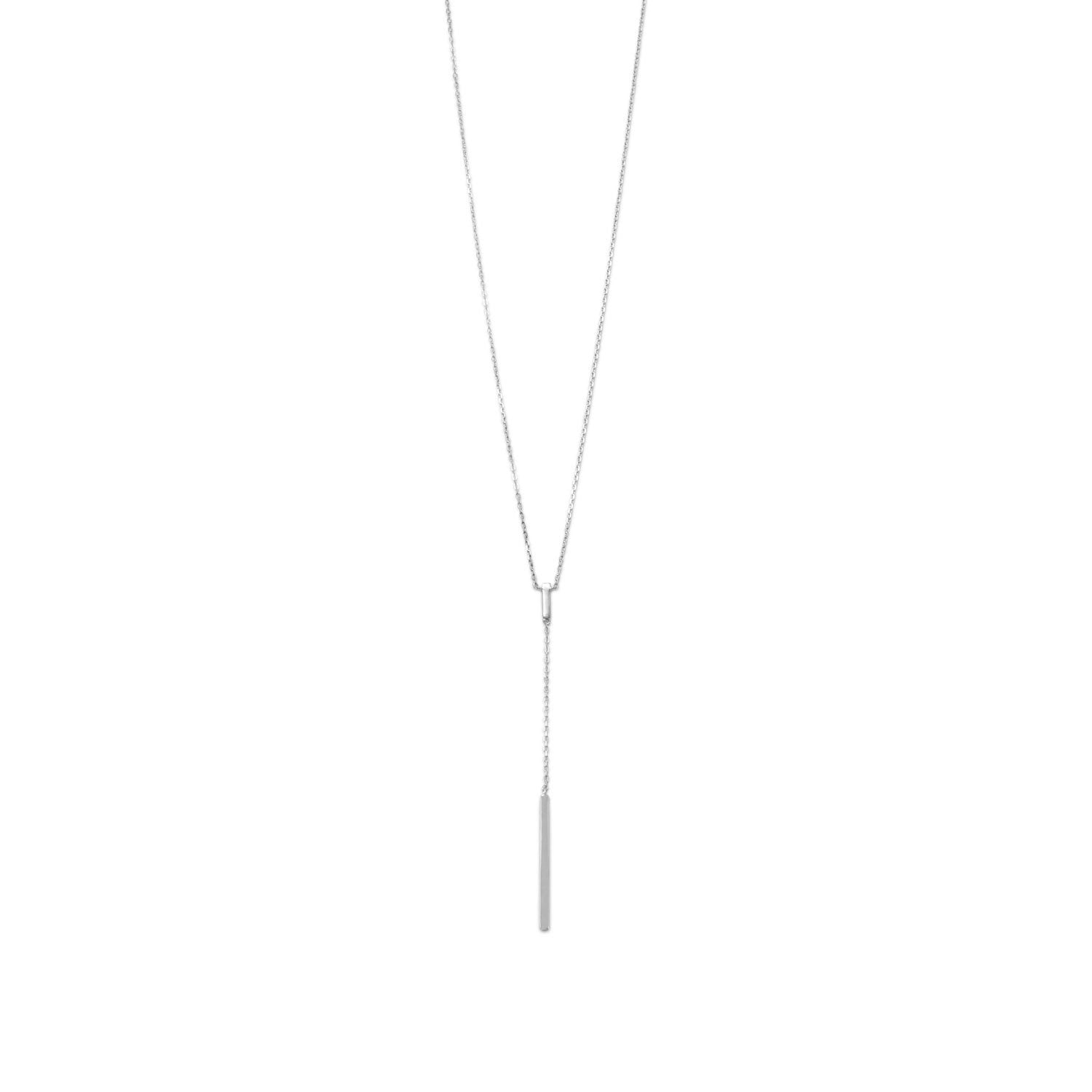 Rhodium Plated Bar Drop Necklace - Joyeria Lady