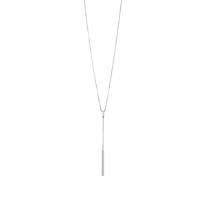 Rhodium Plated Bar Drop Necklace - Joyeria Lady