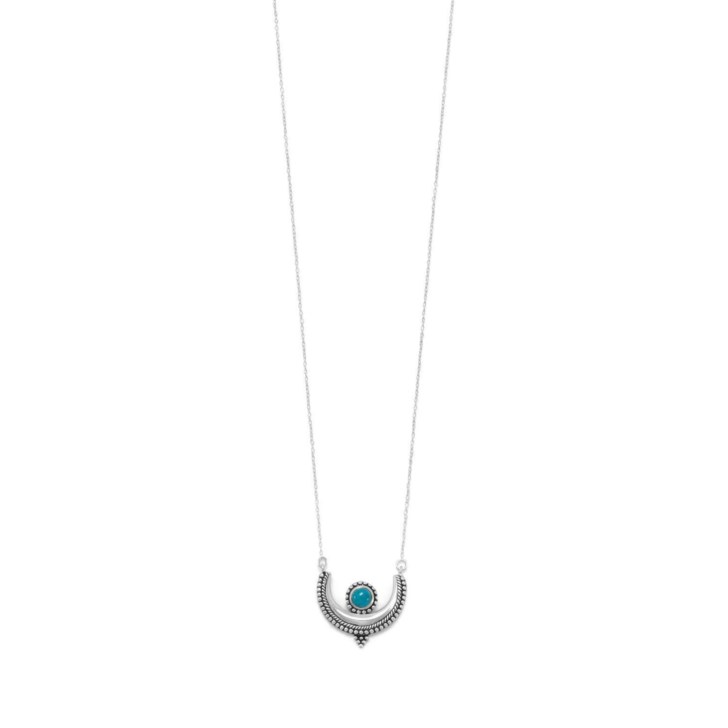 18" Oxidized Turquoise Crescent Necklace - Joyeria Lady
