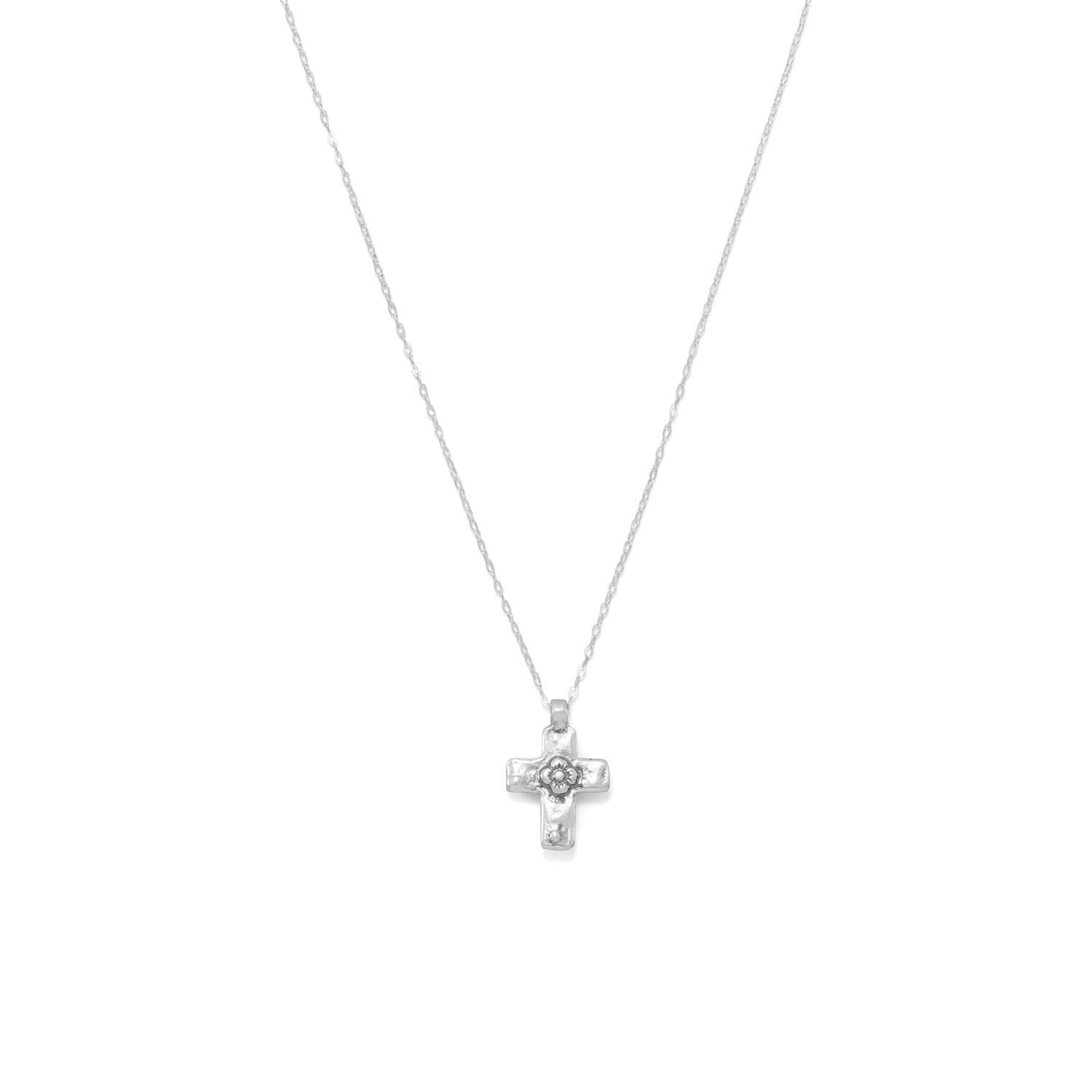 Reversible Cross Charm with Cultured Freshwater Pearl Necklace - Joyeria Lady
