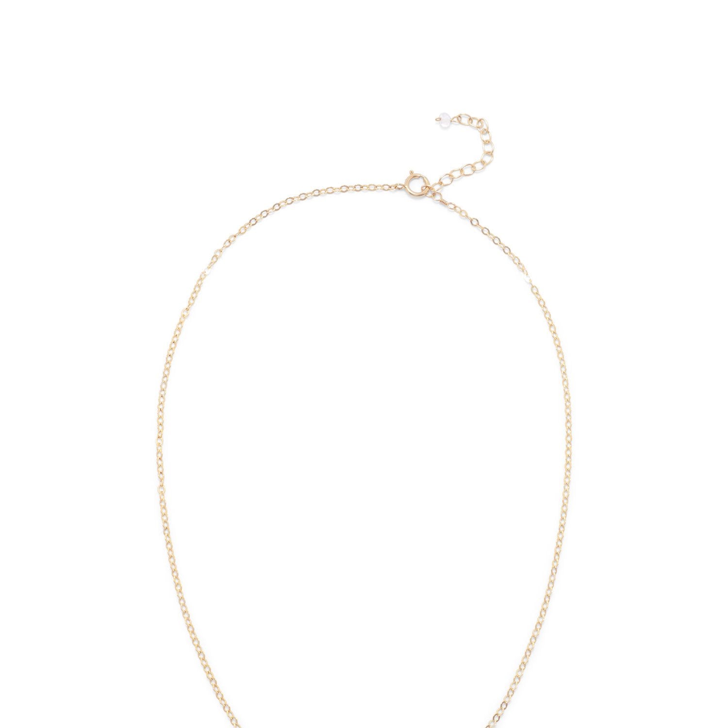 14/20 Gold Filled Rainbow Moonstone Ellipse with CZ Edge Slide Necklace - Joyeria Lady