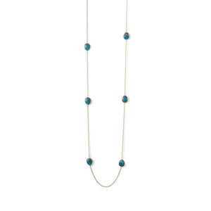 14 Karat Gold Plated Turquoise Stone Endless Necklace - Joyeria Lady