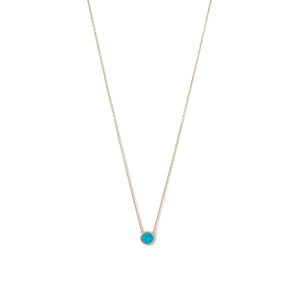 14 Karat Gold Plated Mini Synthetic Blue Opal Necklace - Joyeria Lady