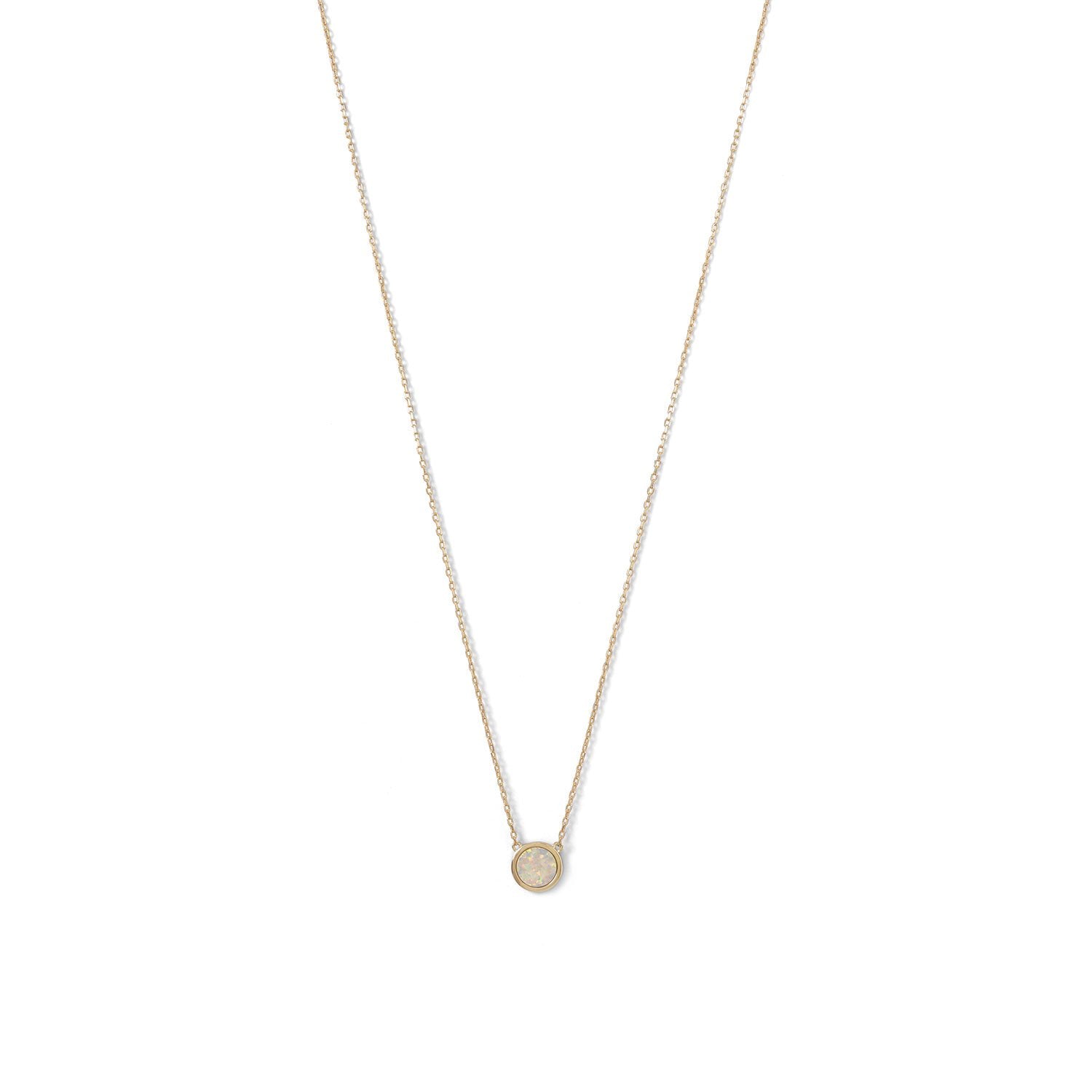 14 Karat Gold Plated Mini Synthetic White Opal Necklace - Joyeria Lady