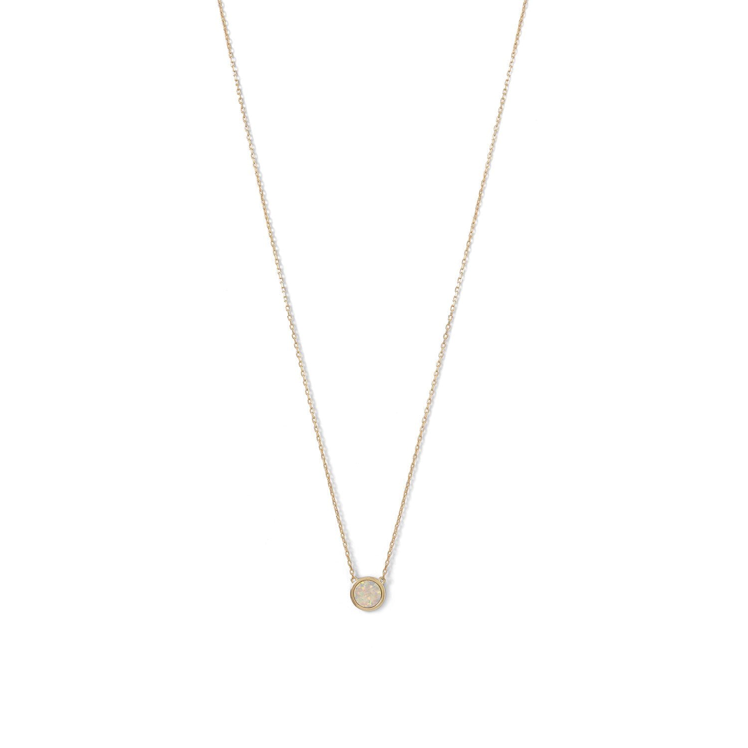 14 Karat Gold Plated Mini Synthetic White Opal Necklace - Joyeria Lady