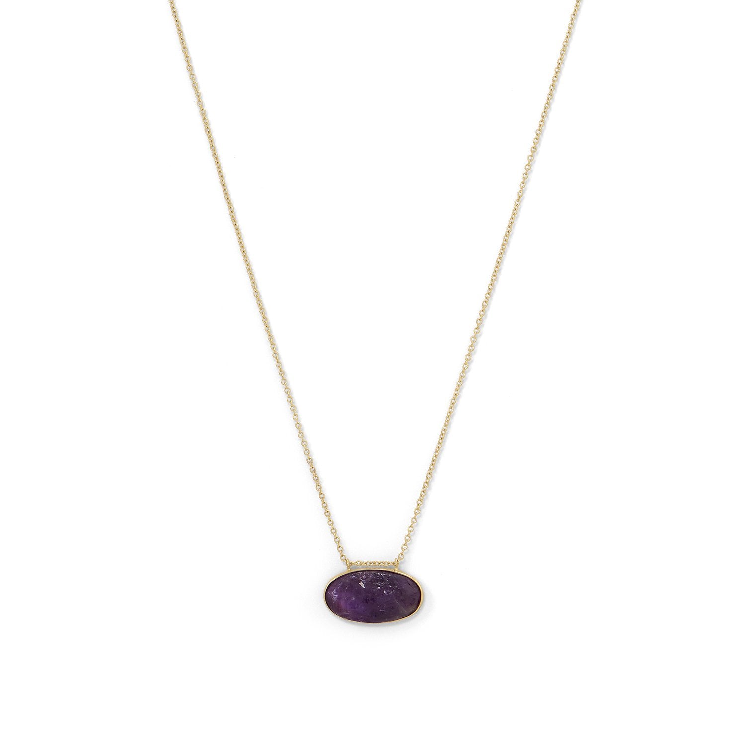 14 Karat Gold Plated Rough Cut Amethyst Slide Necklace - Joyeria Lady