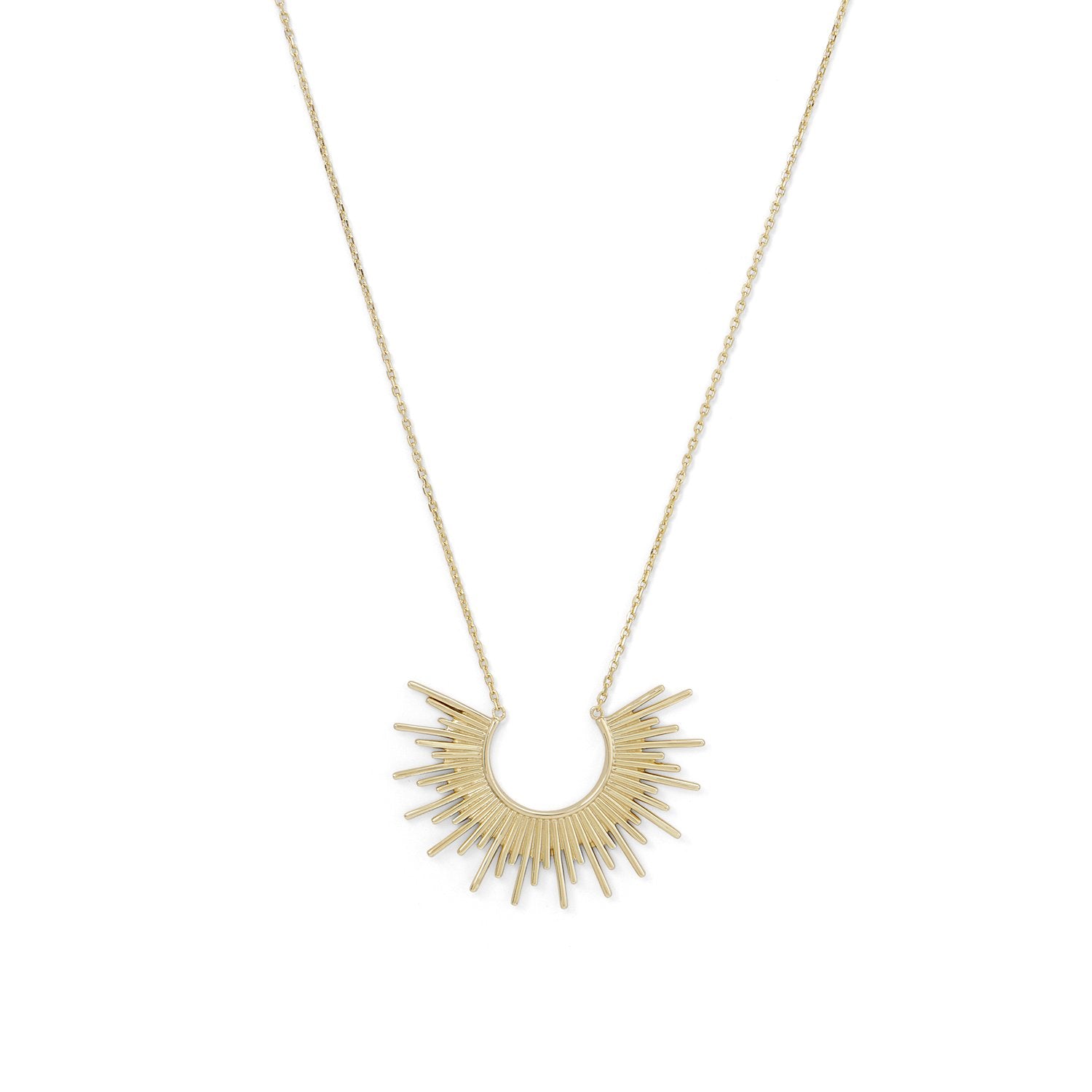 "Shine On!" 14 Karat Gold Plated Sunburst Necklace - Joyeria Lady