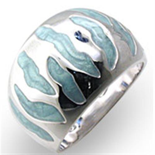 34205 - High-Polished 925 Sterling Silver Ring with Epoxy  in Sea Blue - Joyeria Lady