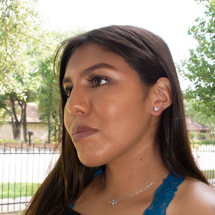 Tiny Polished Crystal Cat Face Stud Earrings - Joyeria Lady