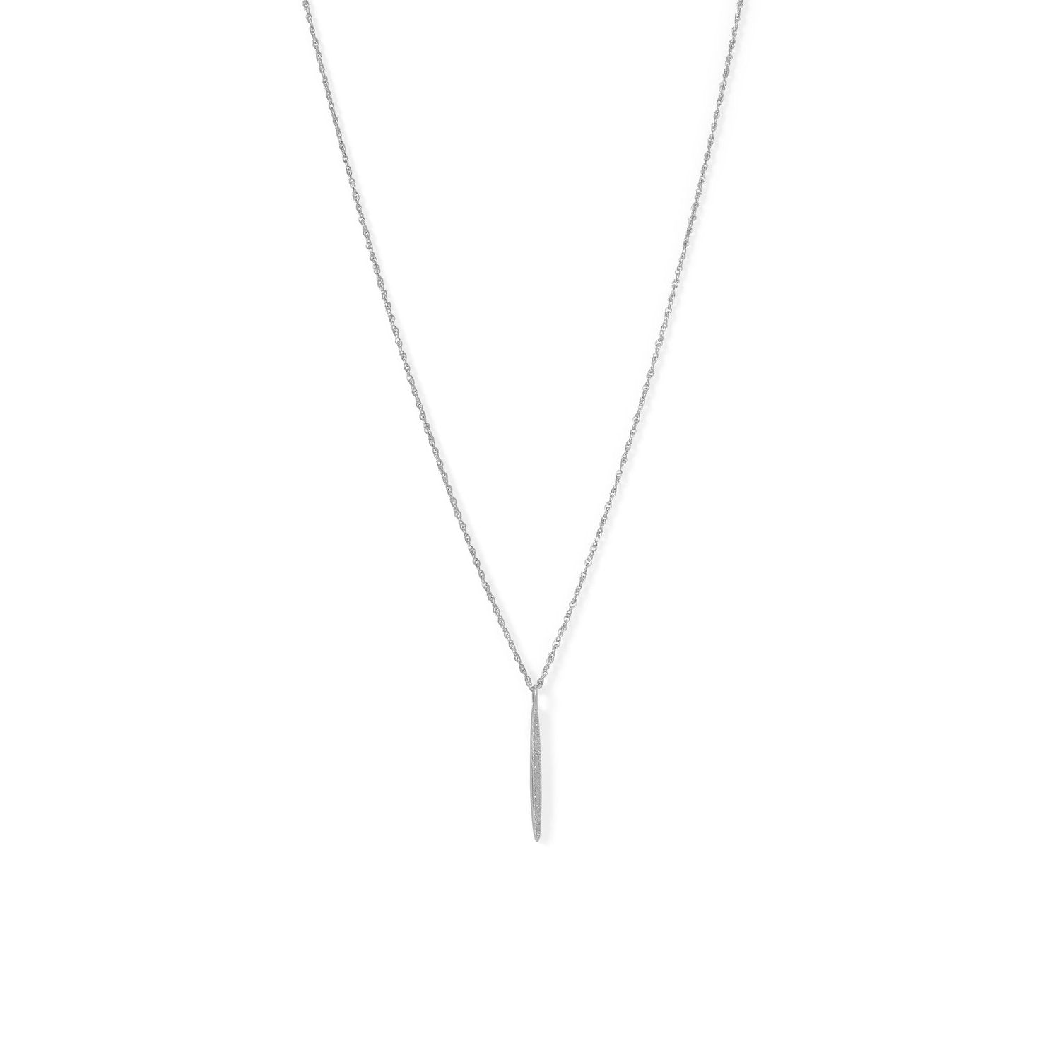 Rhodium Plated Vertical Bar Necklace with Diamonds - Joyeria Lady