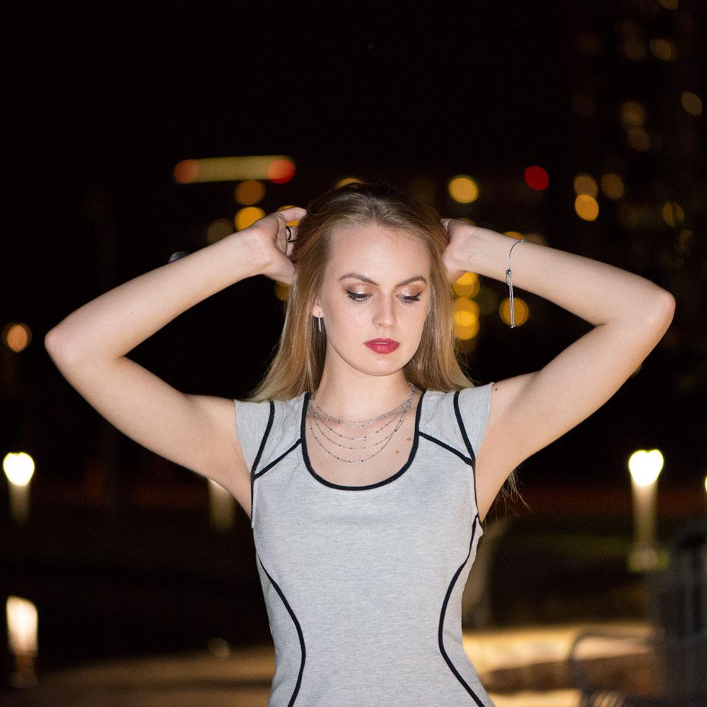 Rhodium Plated Five Strand Satellite Chain Necklace - Joyeria Lady