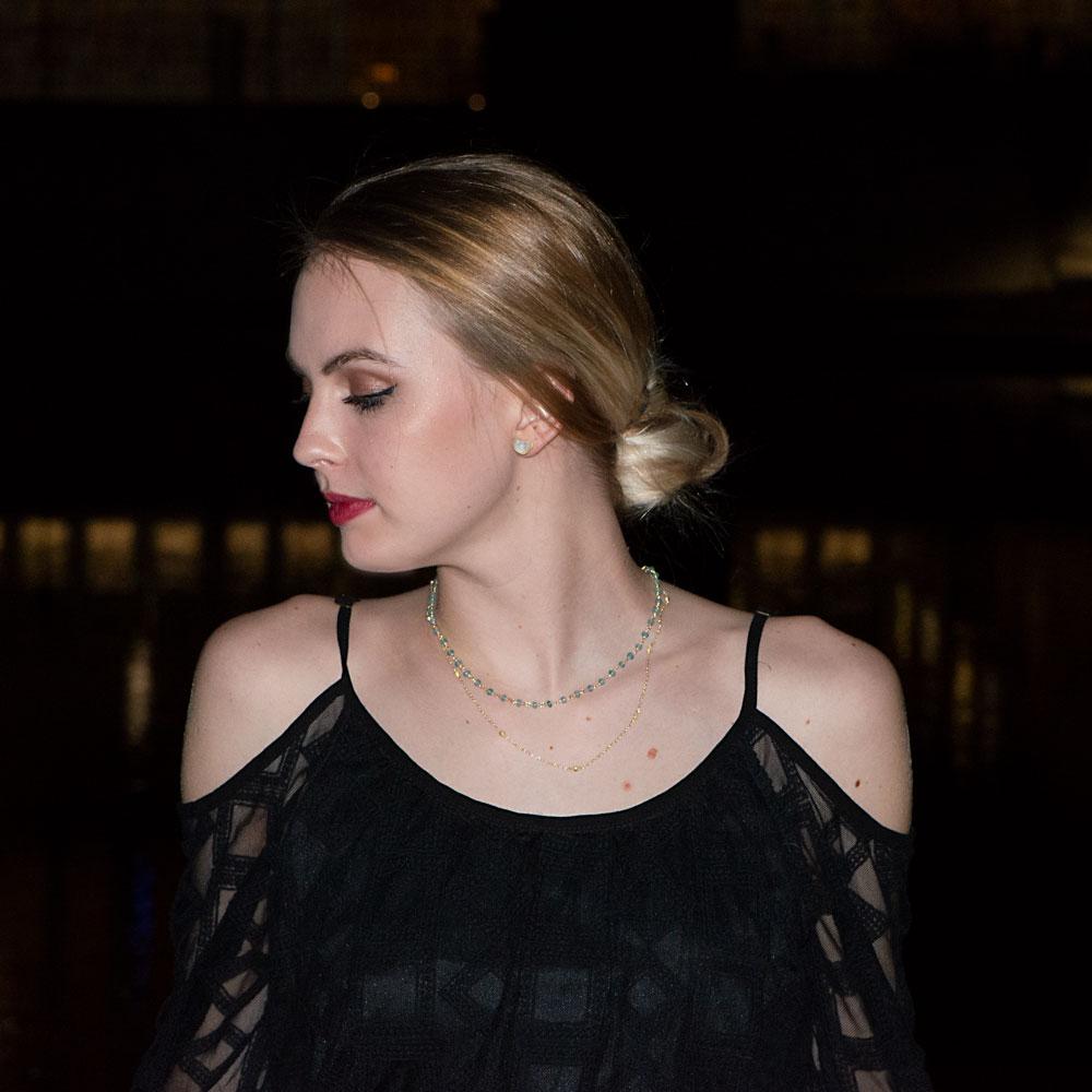 Two Strand 14 Karat Gold Plated Apatite Necklace - Joyeria Lady